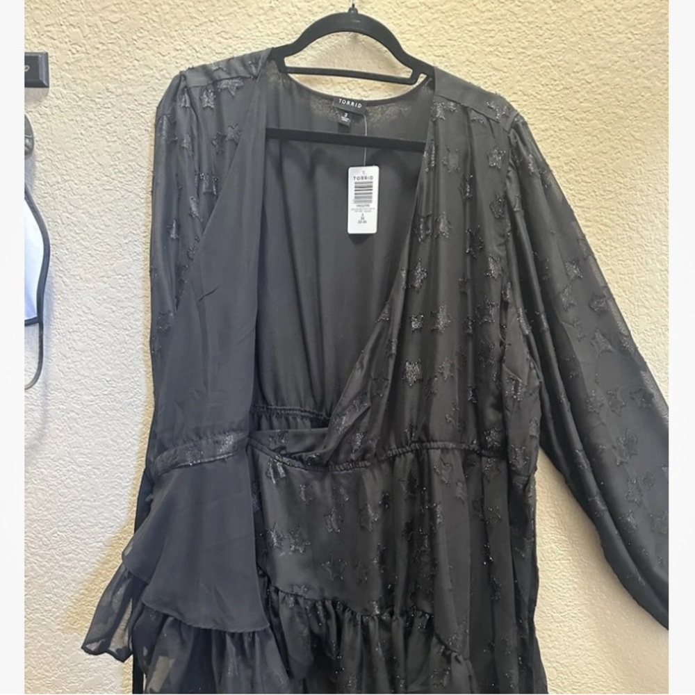 Black Sheer Wrap Blouse